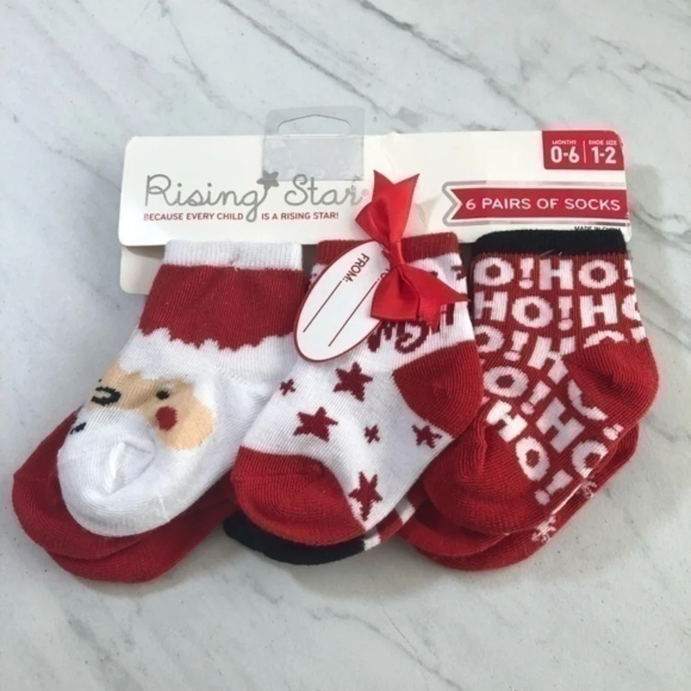 Rising Stars Christmas Socks 6 Pairs Baby Socks